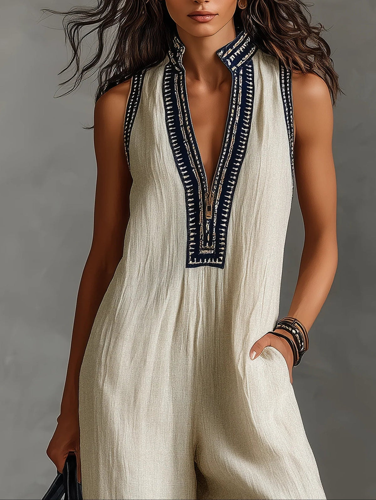 Fiamma™ | Jumpsuit met opstaande kraag