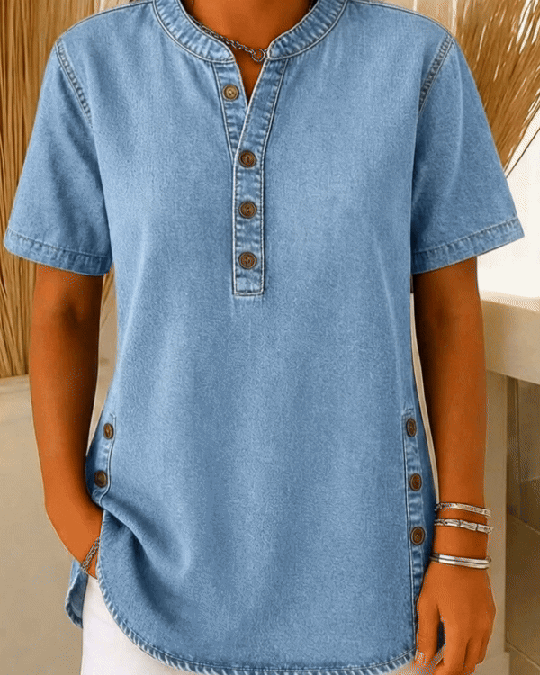 Apolline™ | Blouse van katoenen denim