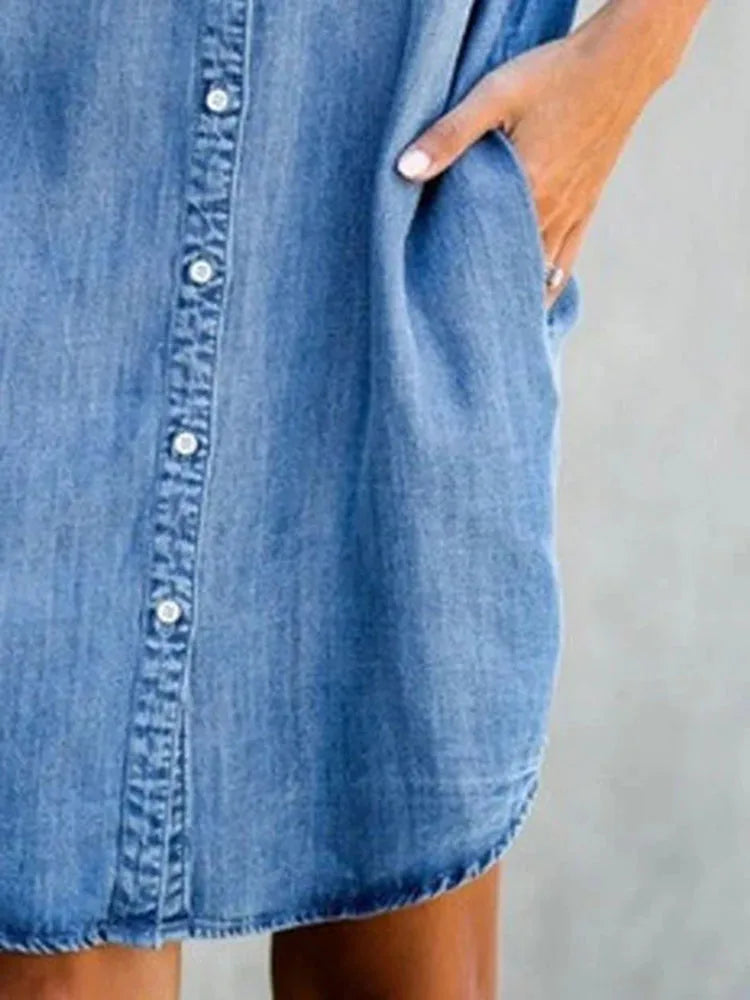 Theresa™ | Zomerse denimjurk