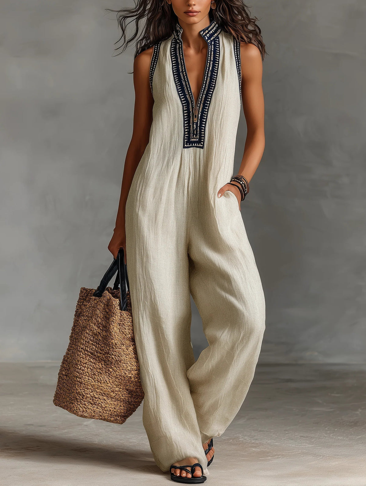 Fiamma™ | Jumpsuit met opstaande kraag