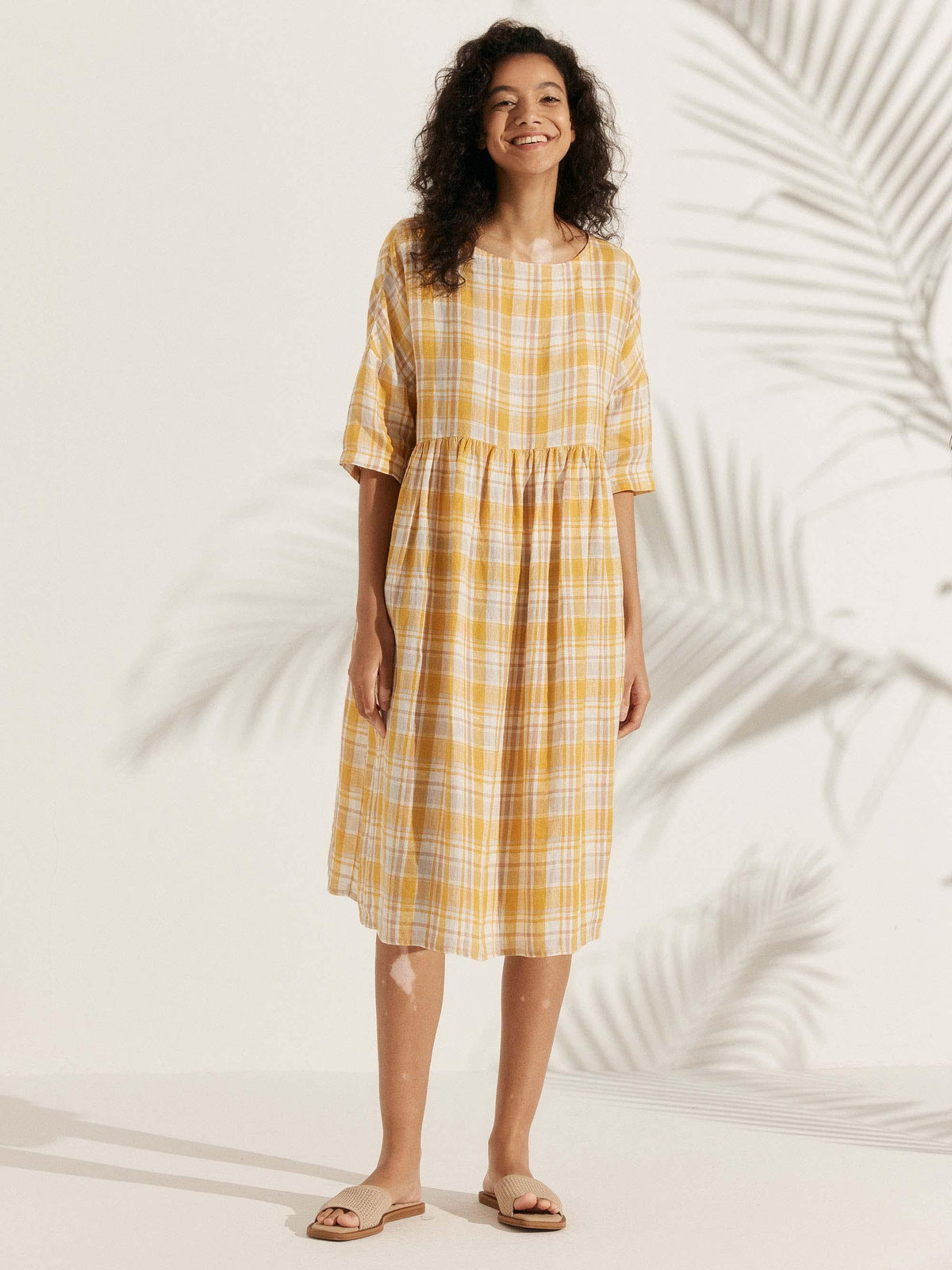 Clémence™ | Midi-jurk van linnen