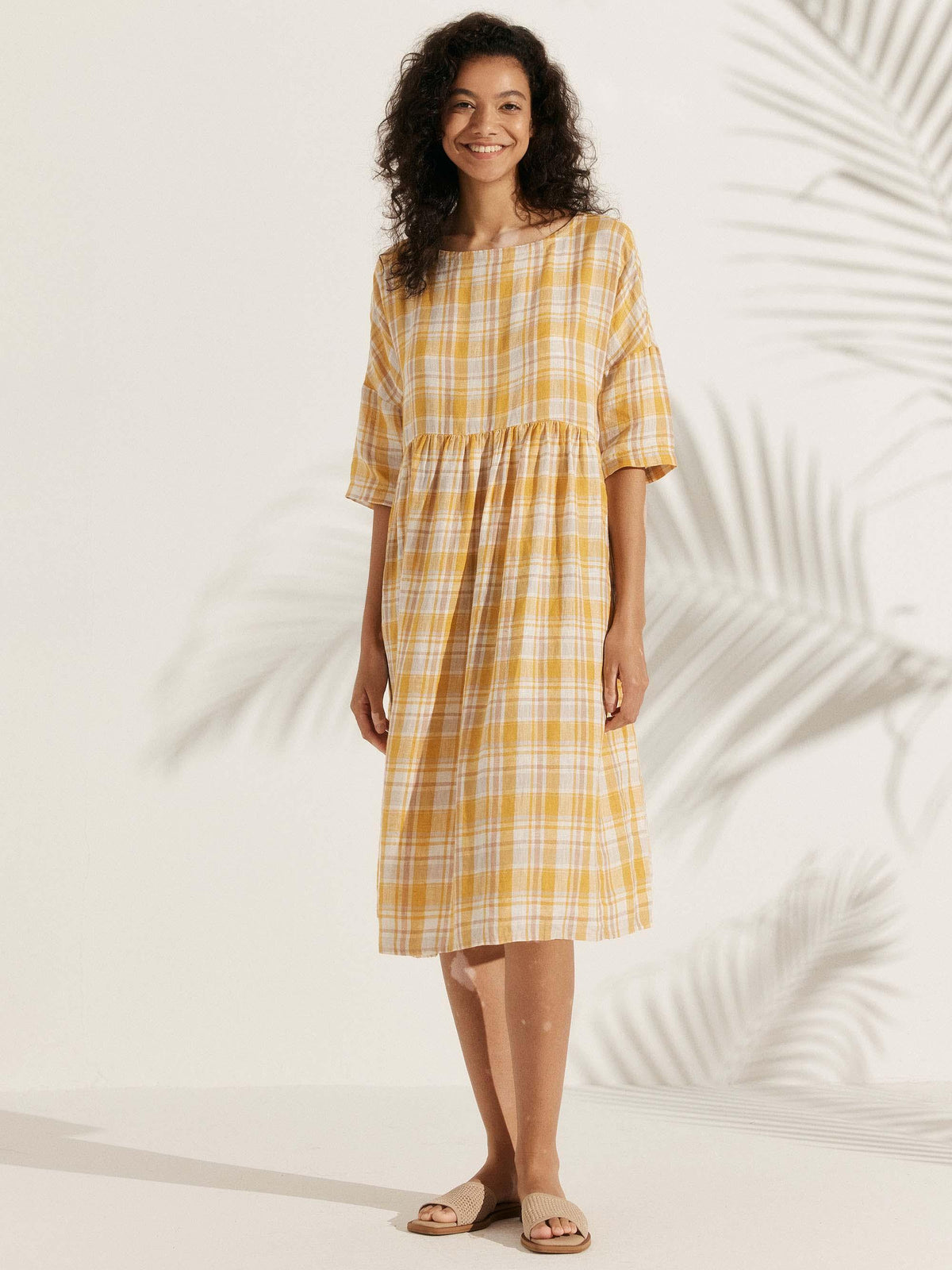 Clémence™ | Midi-jurk van linnen