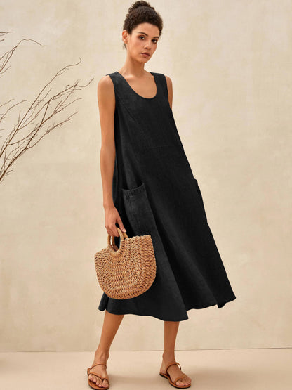 Amandine™ | Linnen strandjurk met A-lijnsnit