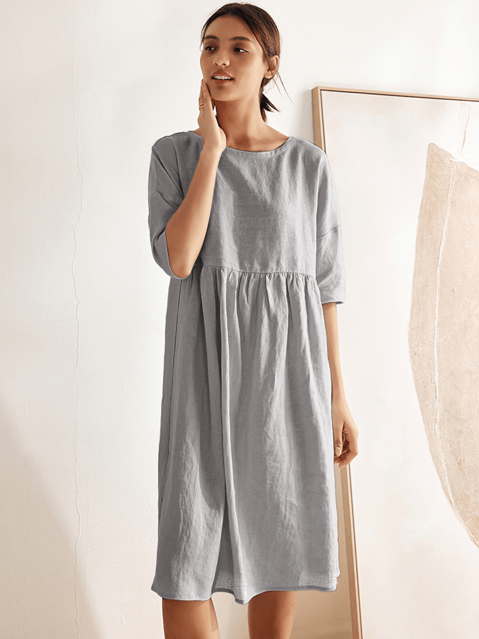 Clémence™ | Midi-jurk van linnen