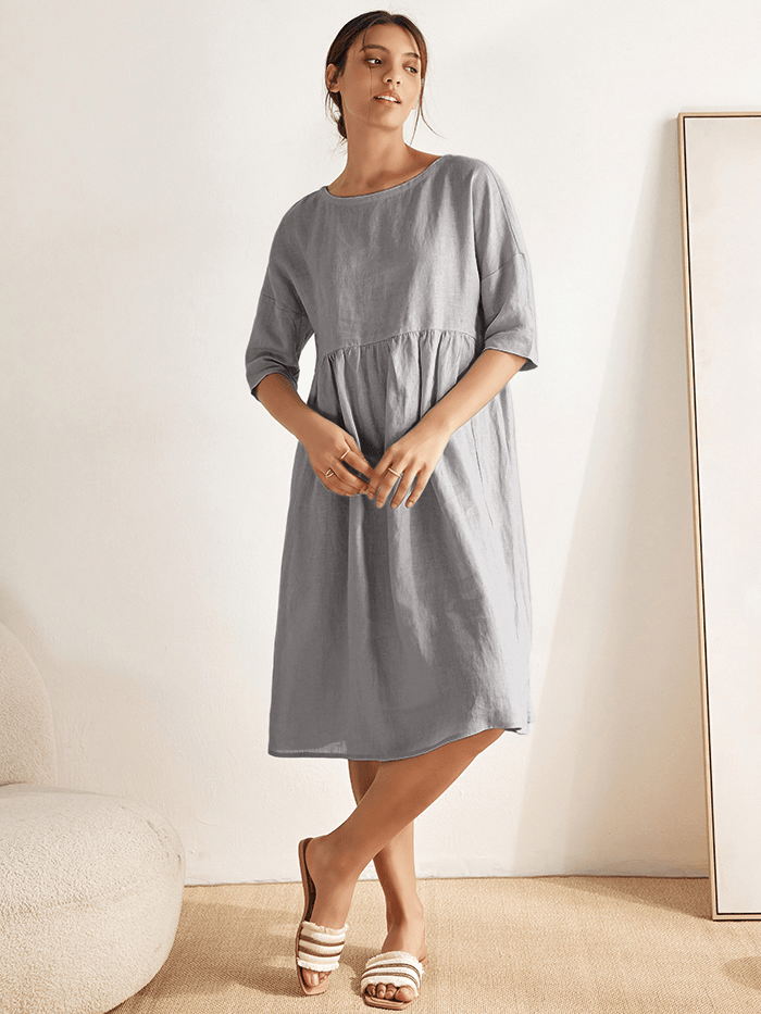 Clémence™ | Midi-jurk van linnen