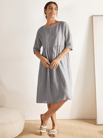 Clémence™ | Midi-jurk van linnen