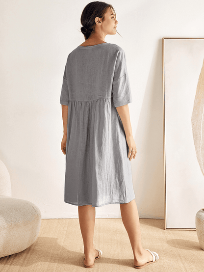 Clémence™ | Midi-jurk van linnen
