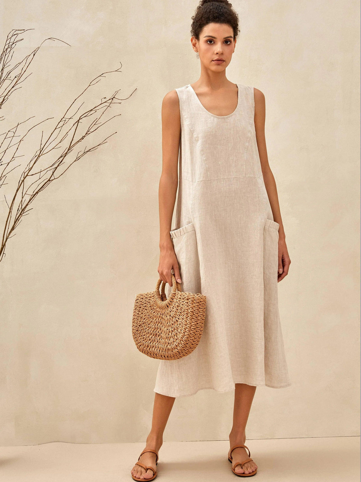 Amandine™ | Linnen strandjurk met A-lijnsnit