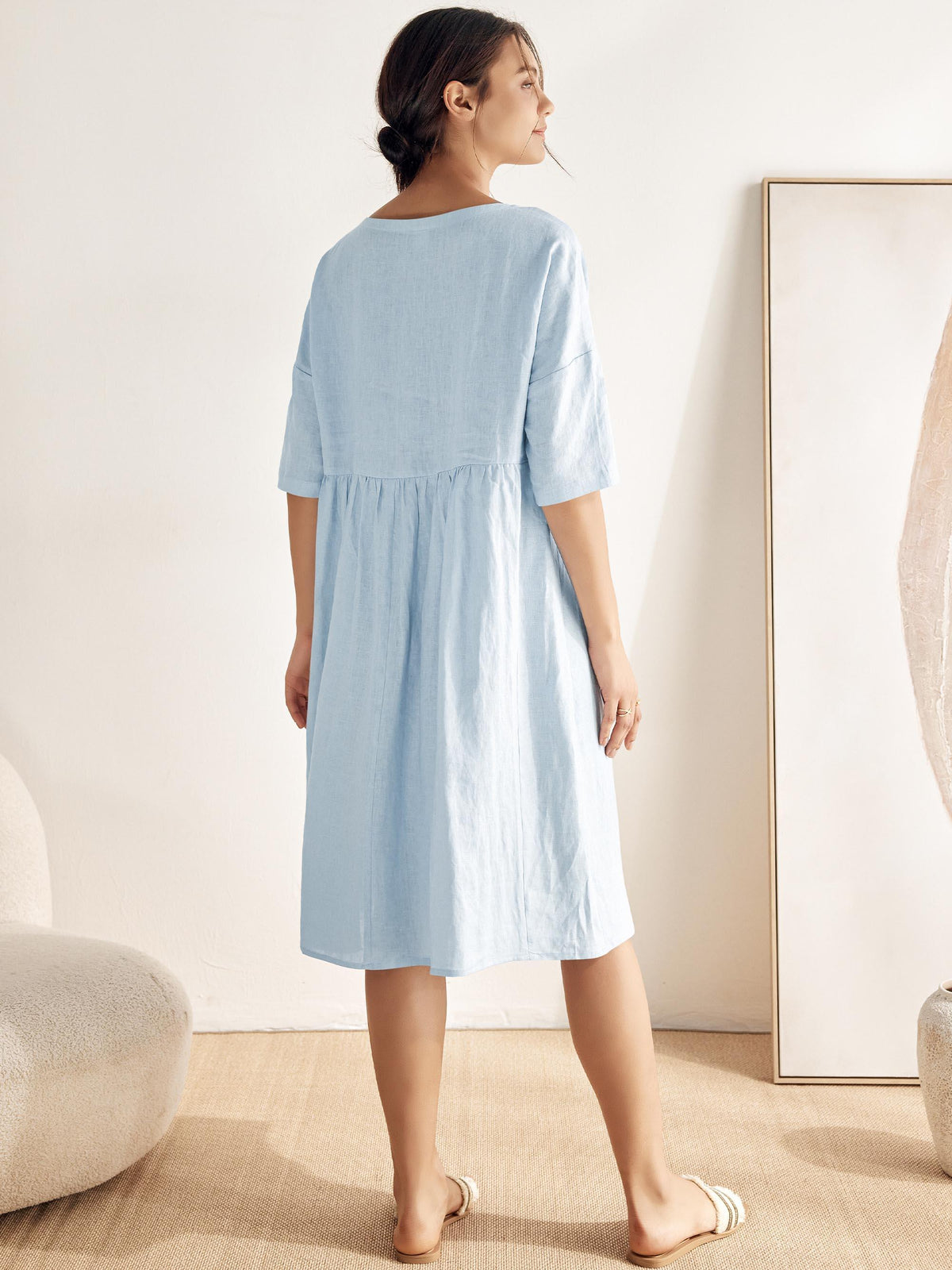 Clémence™ | Midi-jurk van linnen