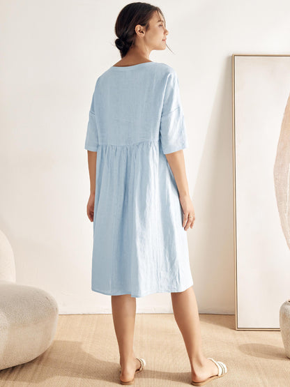 Clémence™ | Midi-jurk van linnen