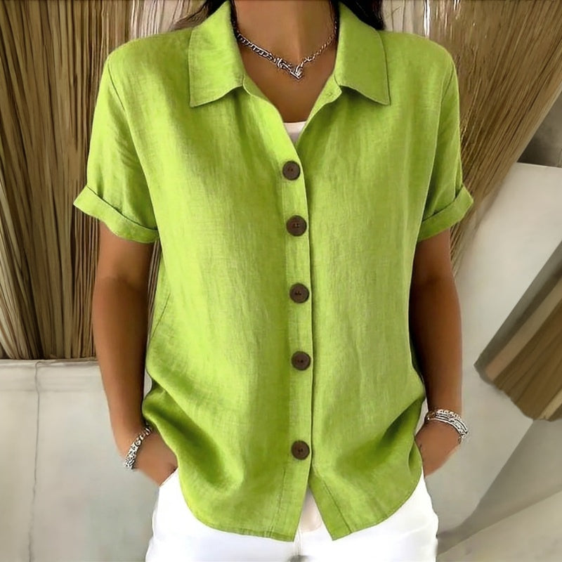 Lison™ | Casual blouse met sjaalkraag in uni-kleur
