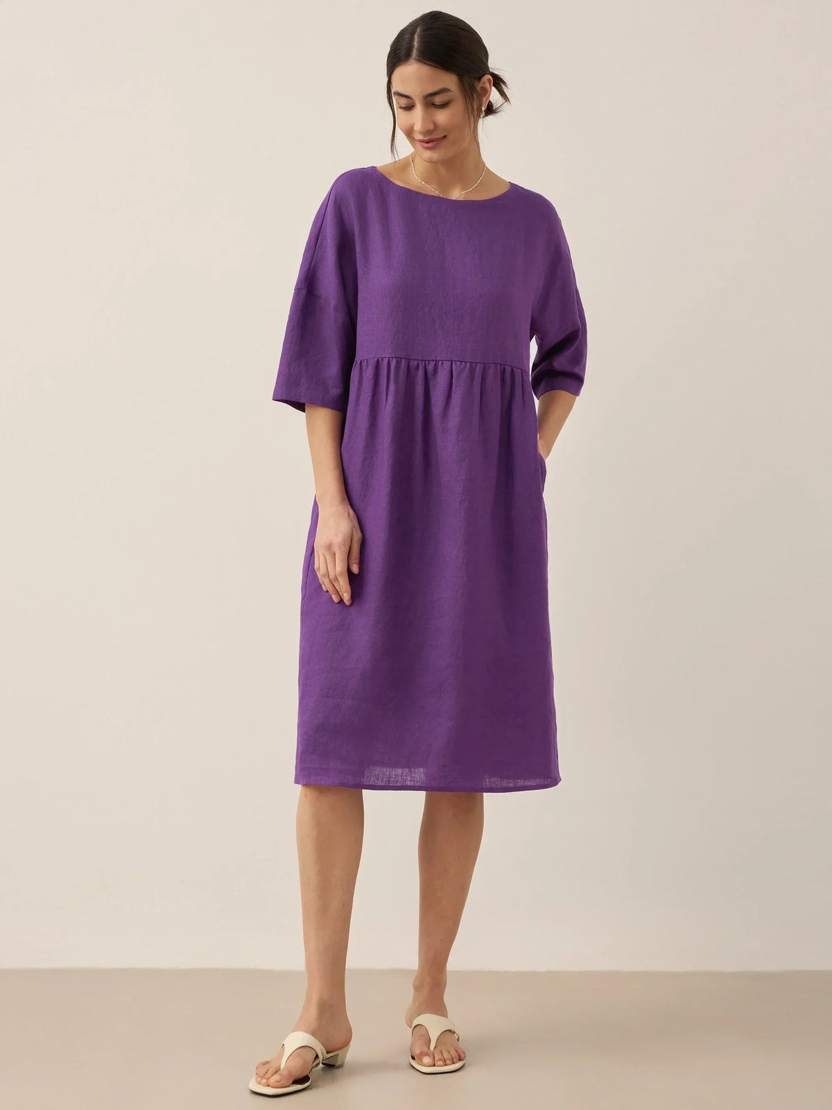 Clémence™ | Midi-jurk van linnen