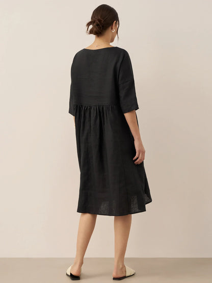 Clémence™ | Midi-jurk van linnen
