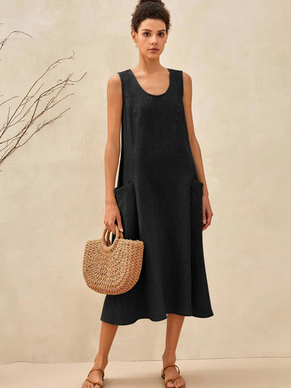 Amandine™ | Linnen strandjurk met A-lijnsnit
