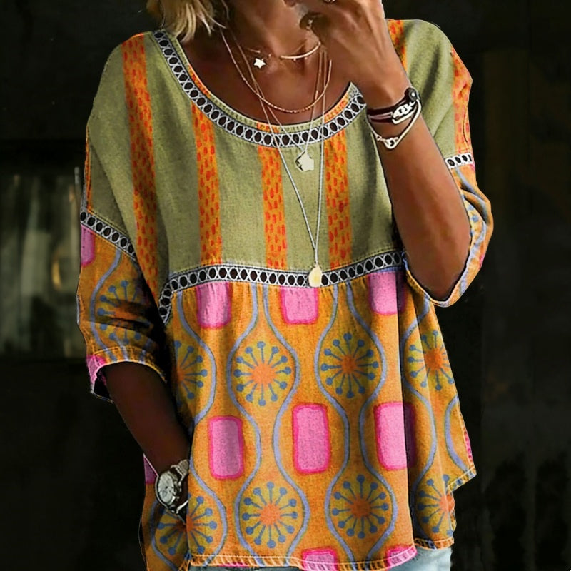 Élodie™ | Vintage casual blouse met print