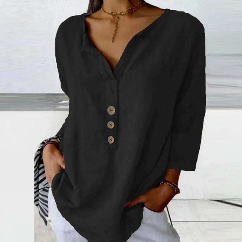 Solénya™ | Blouse katoen-linnen