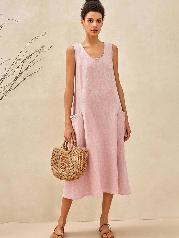 Amandine™ | Linnen strandjurk met A-lijnsnit