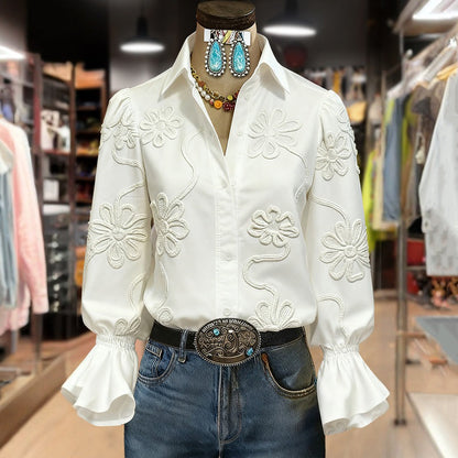 Élora™ | Blouse casual met bloemenprint en sjaalkraag