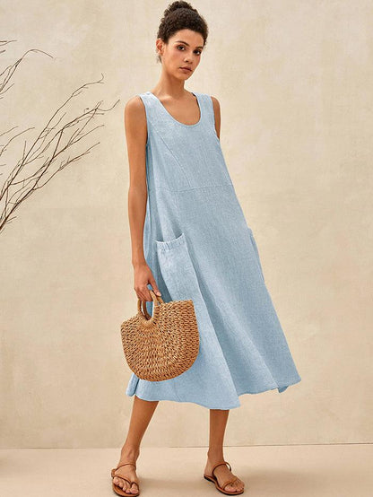 Amandine™ | Linnen strandjurk met A-lijnsnit