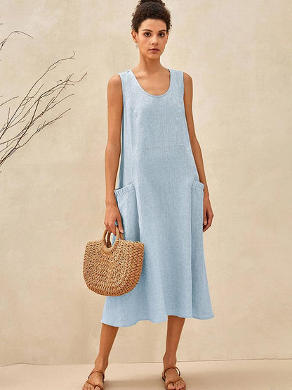 Amandine™ | Linnen strandjurk met A-lijnsnit