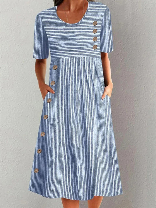 Ashley™ | Gestreepte midi-jurk