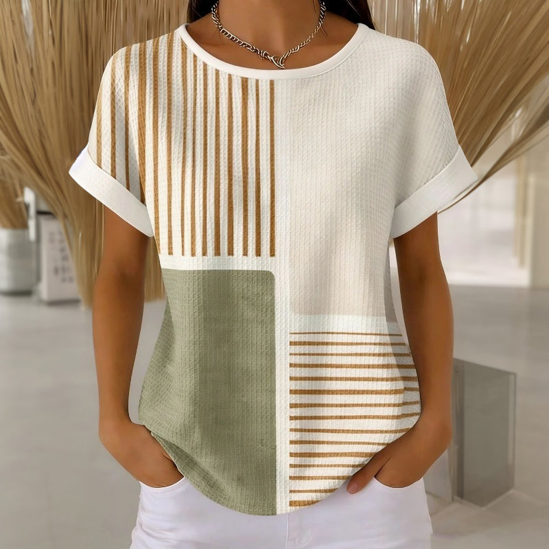Élina™ | T-shirt gestreept met kleurblokken
