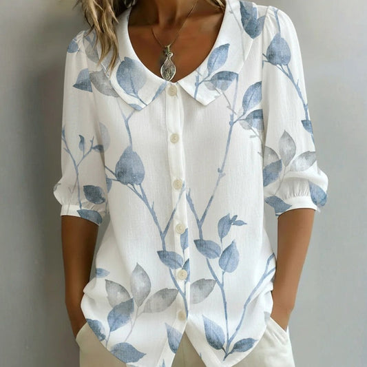 Léa™ | Losse blouse met bladmotief