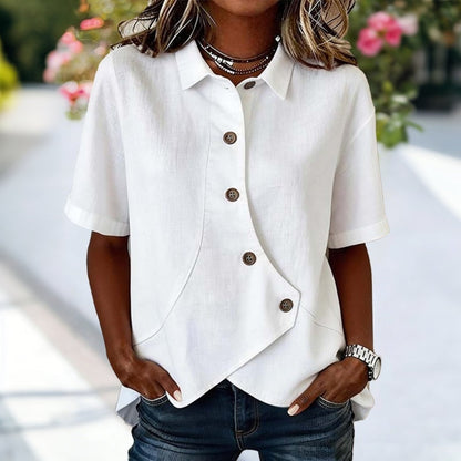 Clara™ | Casual effen blouse met reverskraag