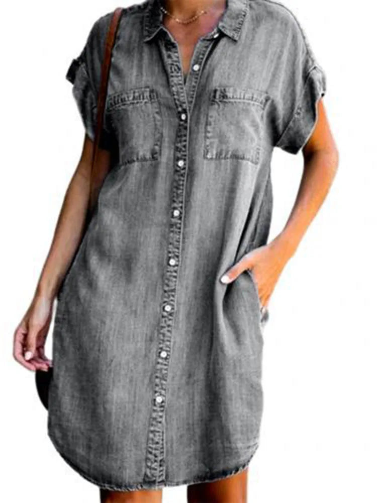 Theresa™ | Zomerse denimjurk