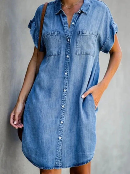Theresa™ | Zomerse denimjurk