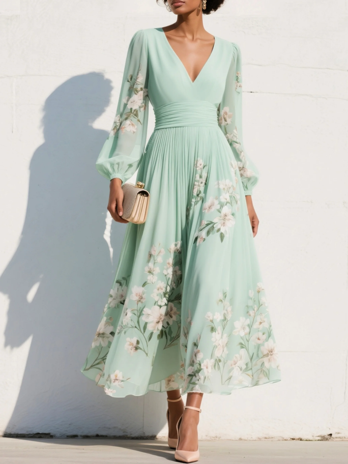 Sakura™ | Maxi-jurk met plooien