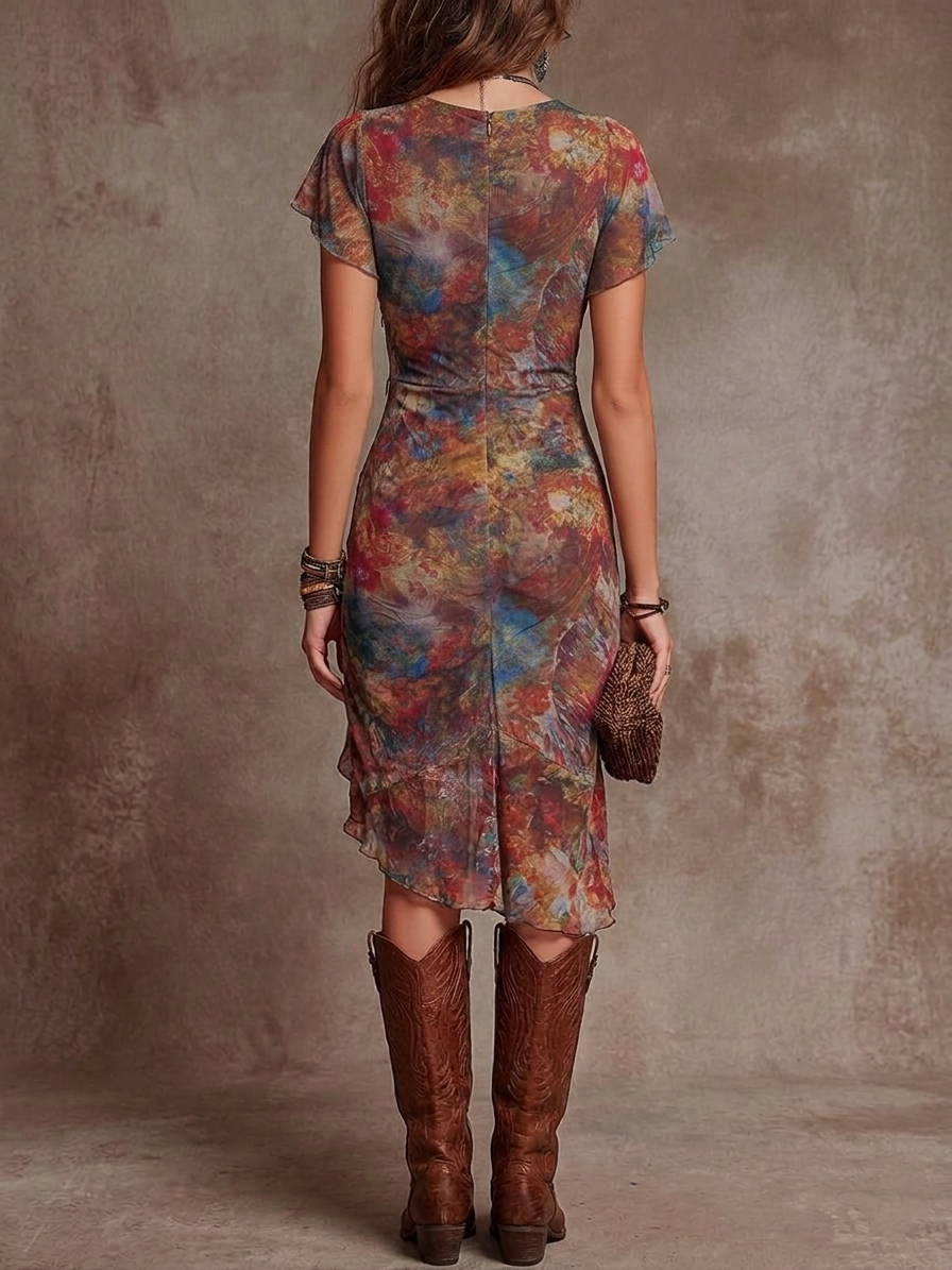 Martina™ | Bohemien-jurk met plooien
