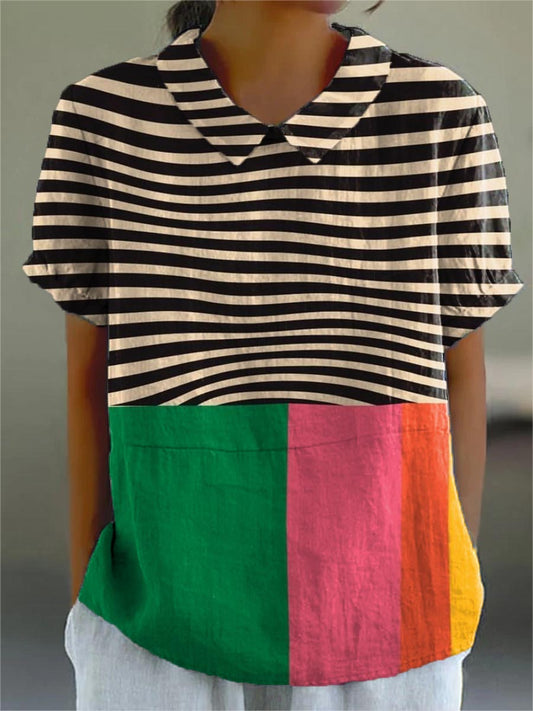 Eva™ | Blouse met strepen en kleurblokken