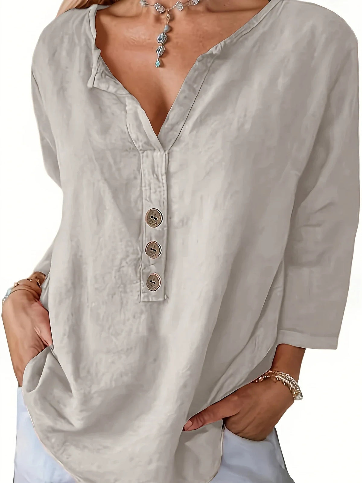 Solénya™ | Blouse katoen-linnen