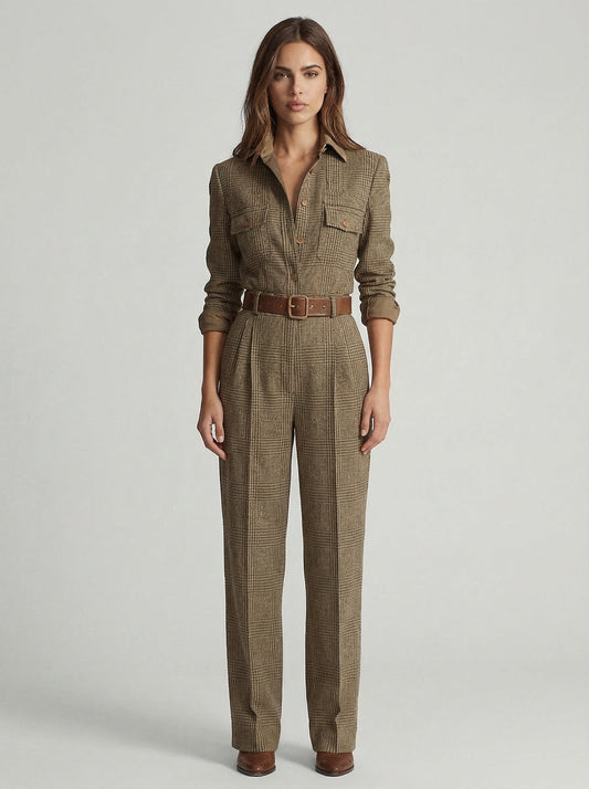 Celia™ | Geruit jumpsuit
