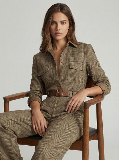Celia™ | Geruit jumpsuit