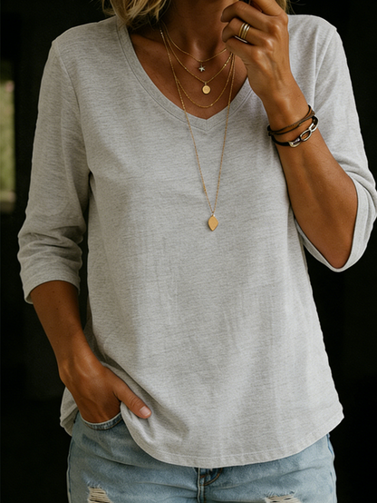 Lina™ | V-hals T-shirt van katoen