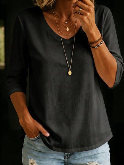 Lina™ | V-hals T-shirt van katoen