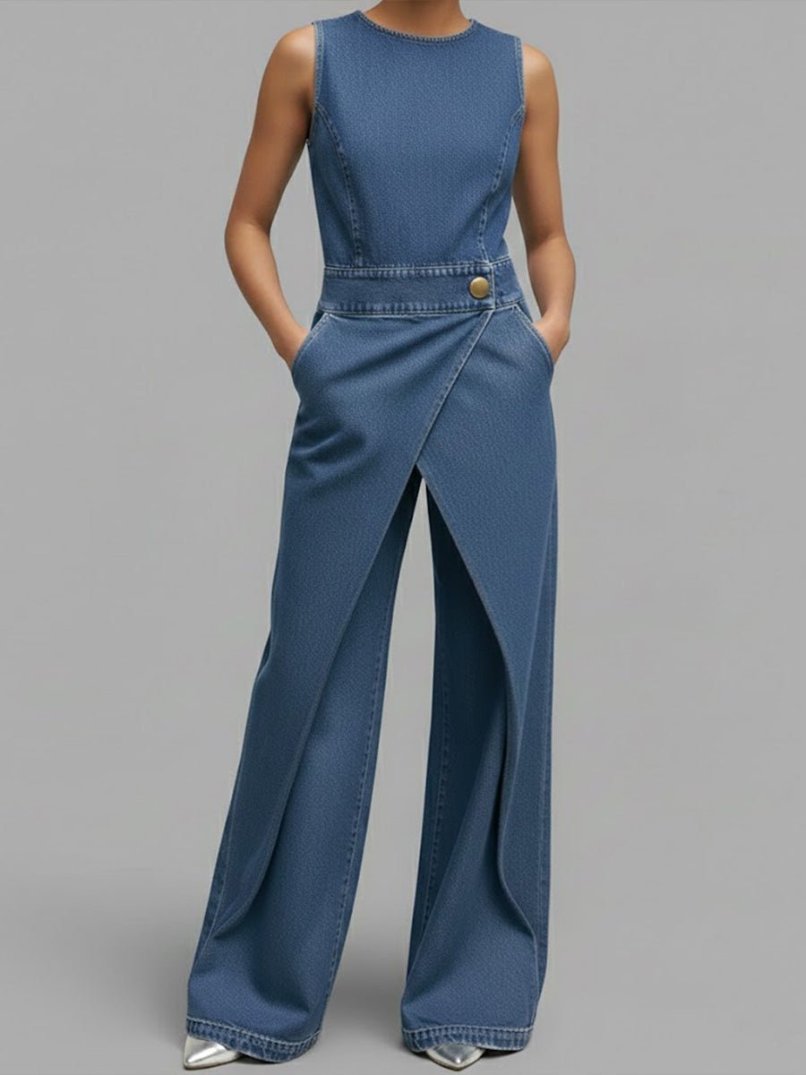 Louise™ | Spijkerjumpsuit zonder mouwen