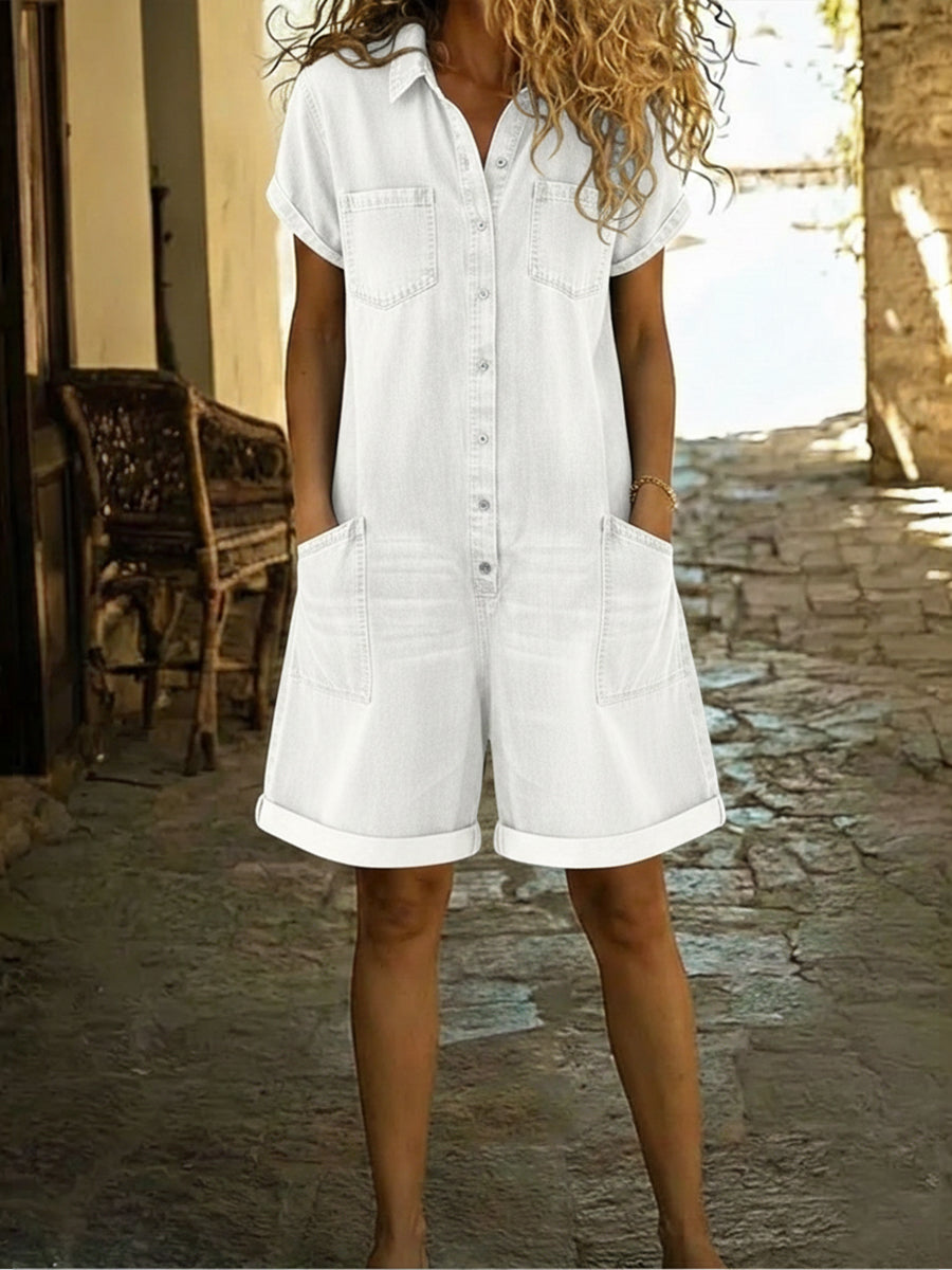 Zahra™ | Korte overall van denim