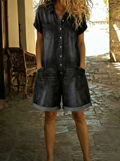 Zahra™ | Korte overall van denim