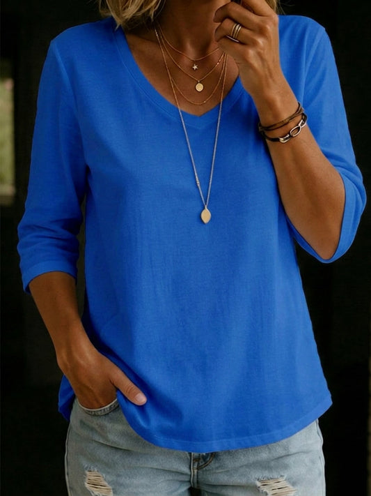 Lina™ | V-hals T-shirt van katoen
