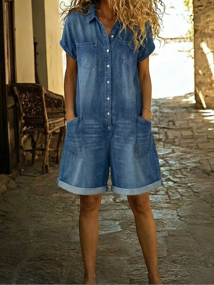 Zahra™ | Korte overall van denim