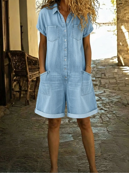 Zahra™ | Korte overall van denim
