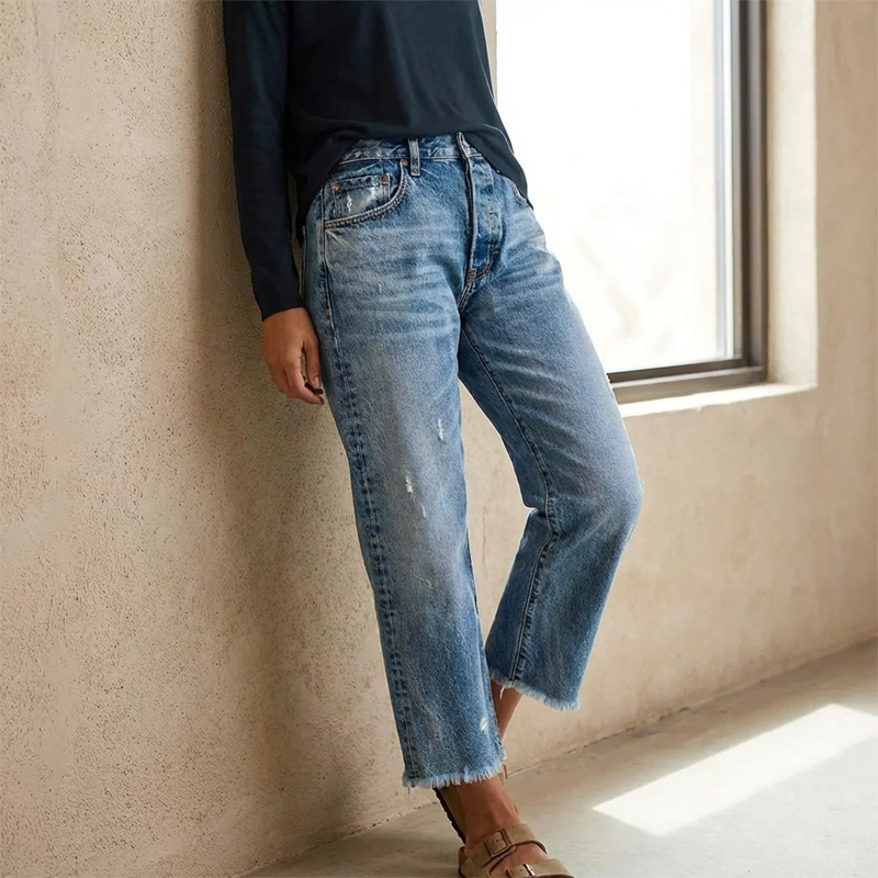 Amirah™ | korte rechte jeans retro
